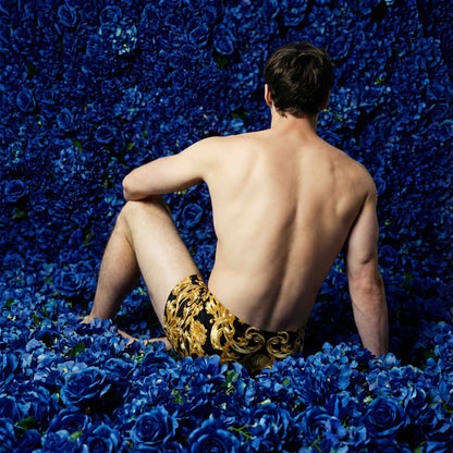 Baroque Black with Gold Shell & Acanthus Leaf Motif Men's Boxer Briefs | Bach Baroque Harmony Collection