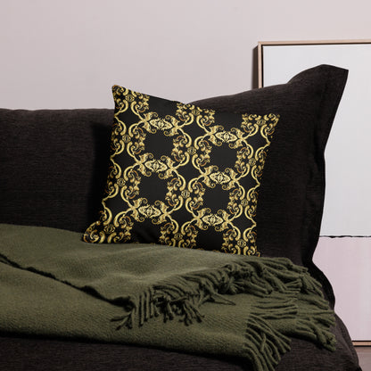 Gold Motif & Baroque Black Premium Decorative Pillows | Bach Baroque Harmony Collection