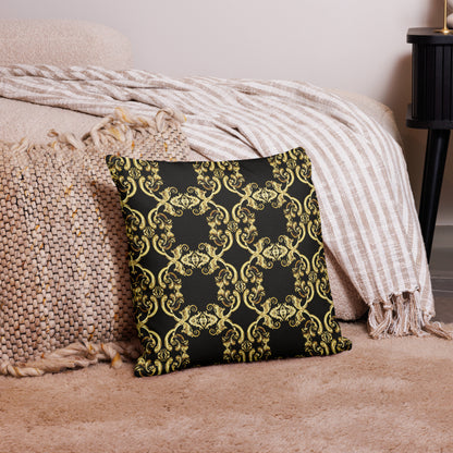Gold Motif & Baroque Black Premium Decorative Pillows | Bach Baroque Harmony Collection