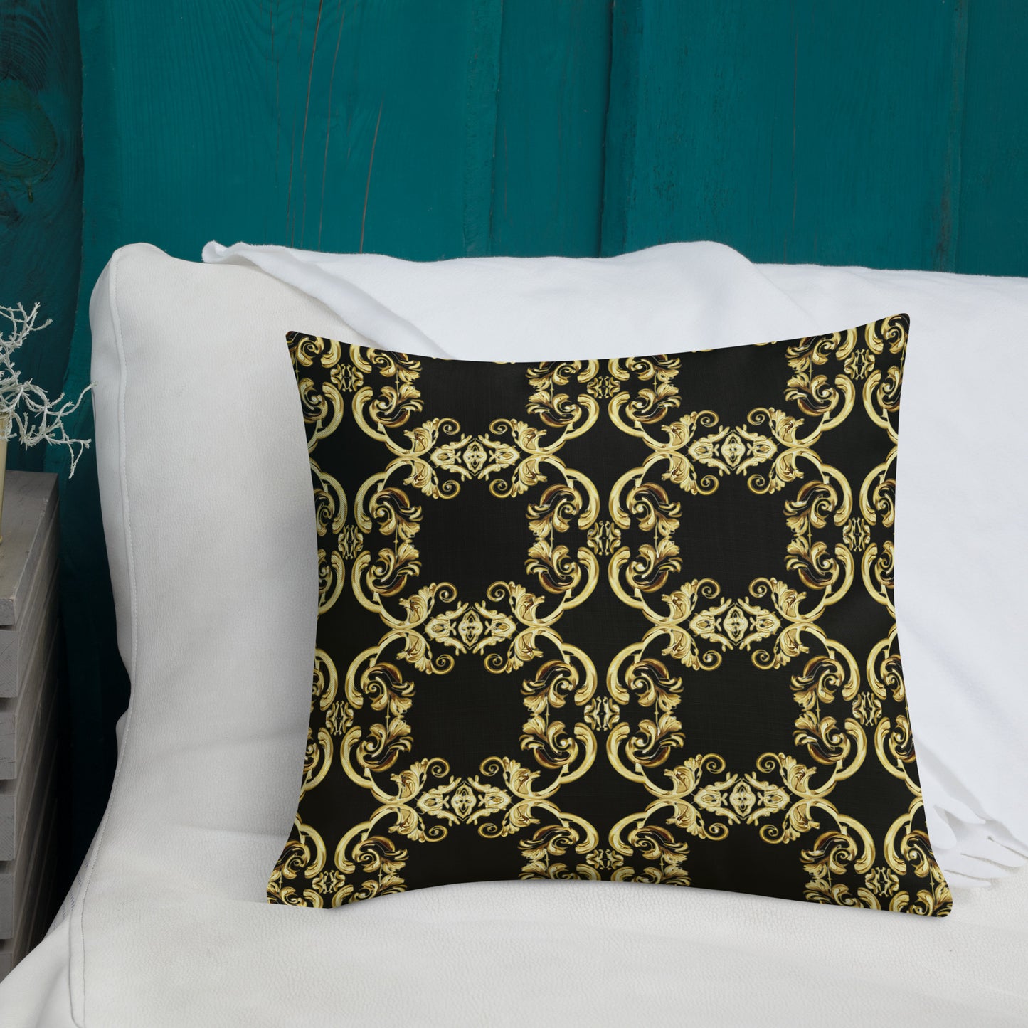 Gold Motif & Baroque Black Premium Decorative Pillows | Bach Baroque Harmony Collection