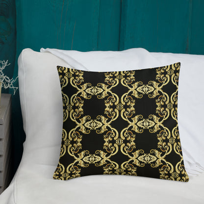 Gold Motif & Baroque Black Premium Decorative Pillows | Bach Baroque Harmony Collection