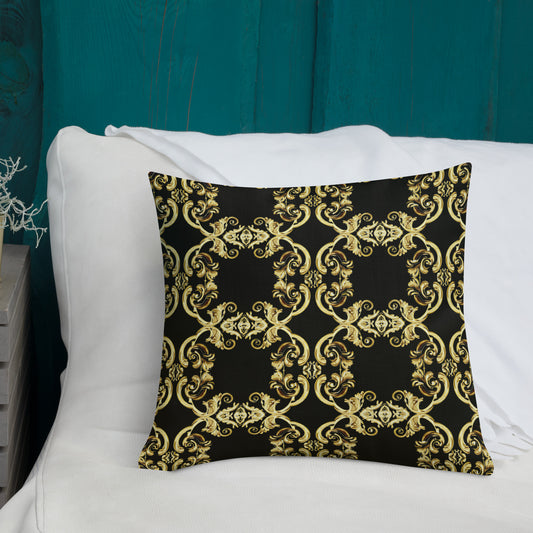 Gold Motif & Baroque Black Premium Decorative Pillows | Bach Baroque Harmony Collection