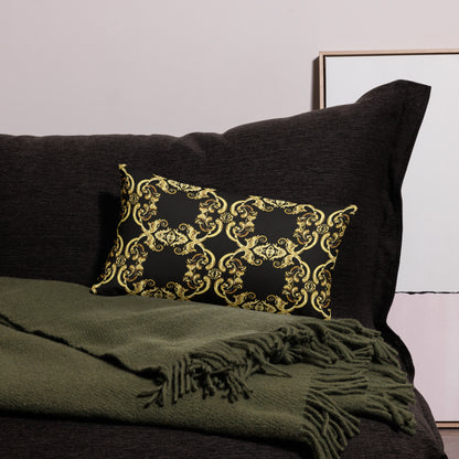 Gold Motif & Baroque Black Premium Decorative Pillows | Bach Baroque Harmony Collection