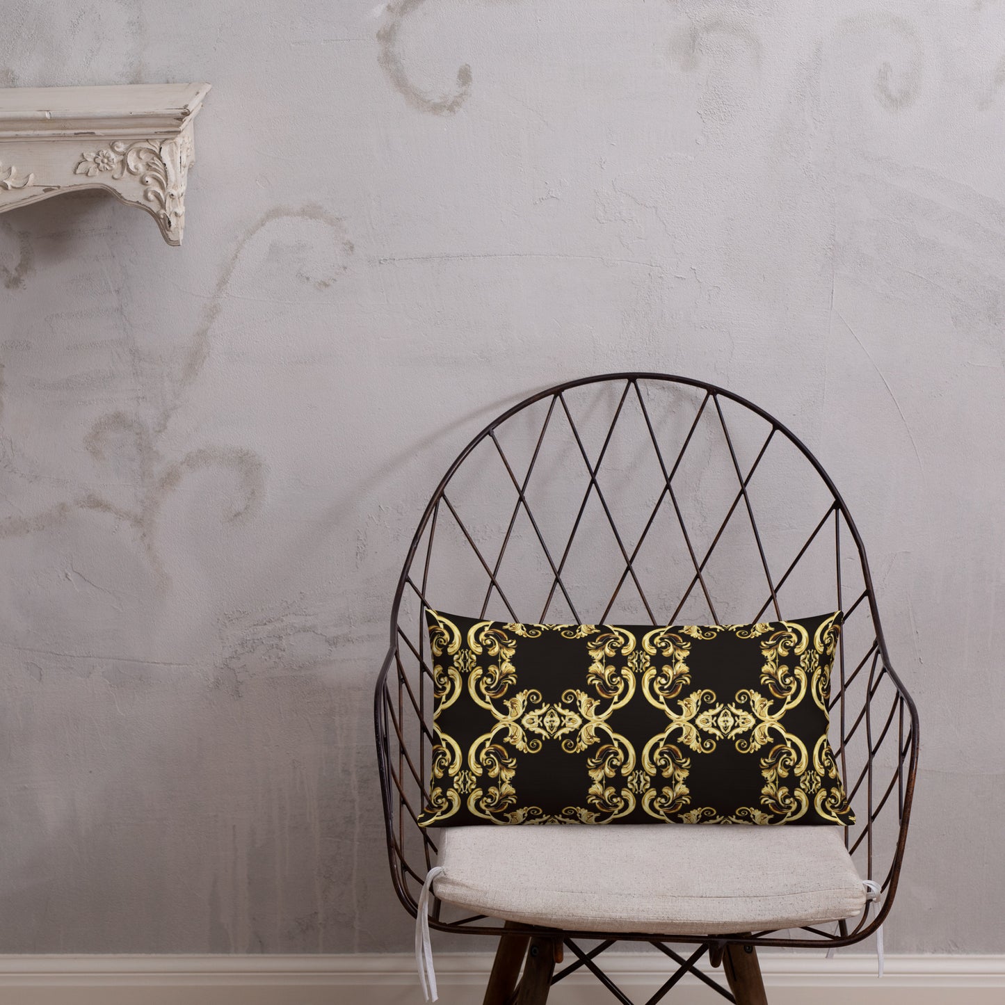 Gold Motif & Baroque Black Premium Decorative Pillows | Bach Baroque Harmony Collection