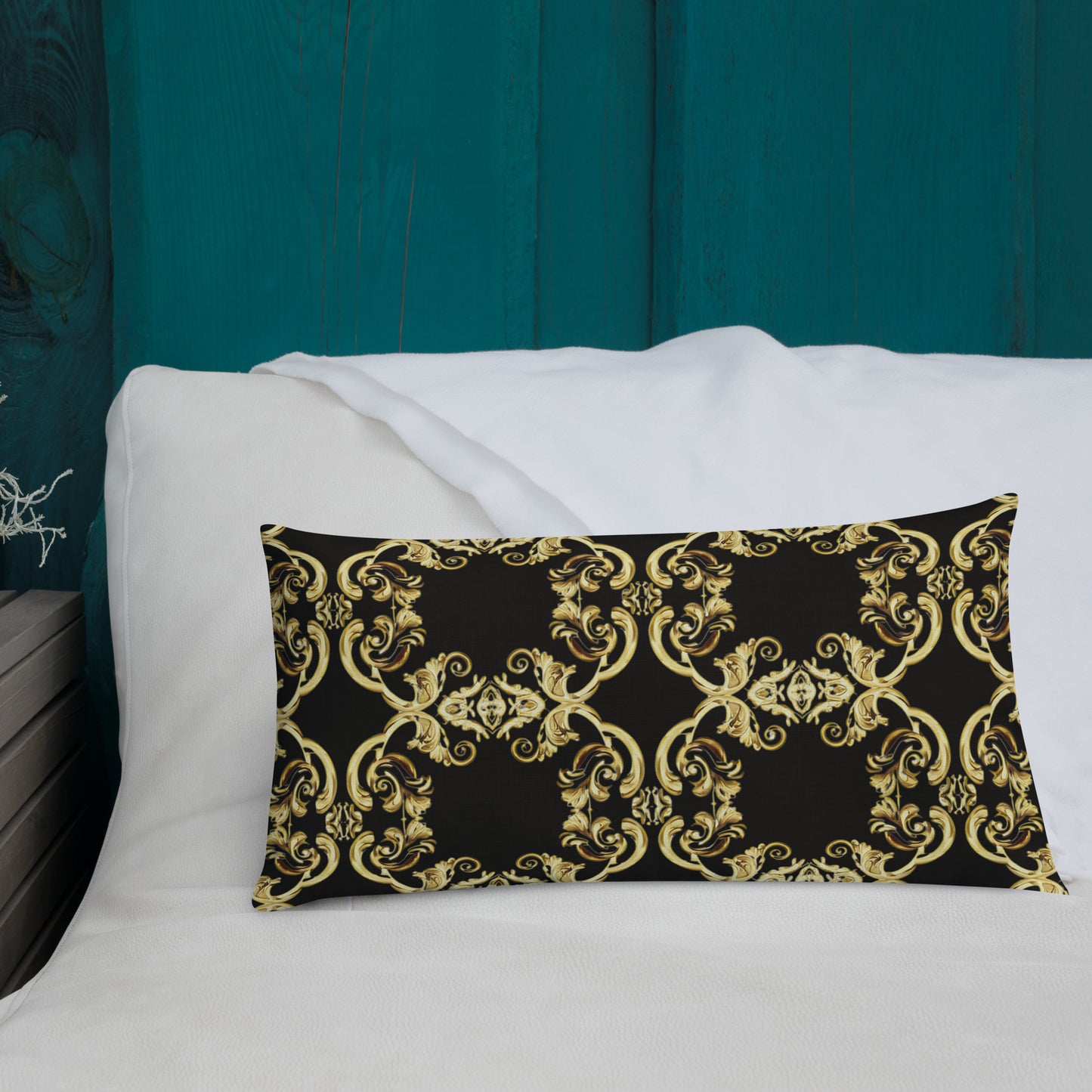 Gold Motif & Baroque Black Premium Decorative Pillows | Bach Baroque Harmony Collection