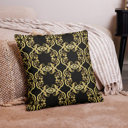 Gold Motif & Baroque Black Premium Decorative Pillows | Bach Baroque Harmony Collection