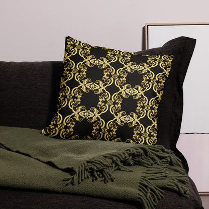 Gold Motif & Baroque Black Premium Decorative Pillows | Bach Baroque Harmony Collection