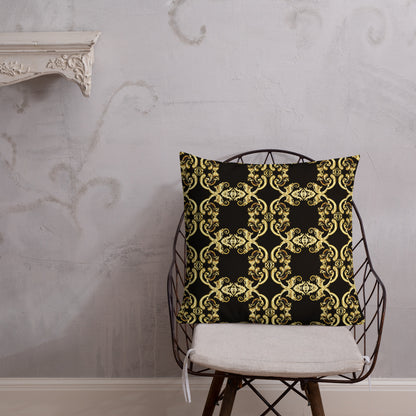 Gold Motif & Baroque Black Premium Decorative Pillows | Bach Baroque Harmony Collection