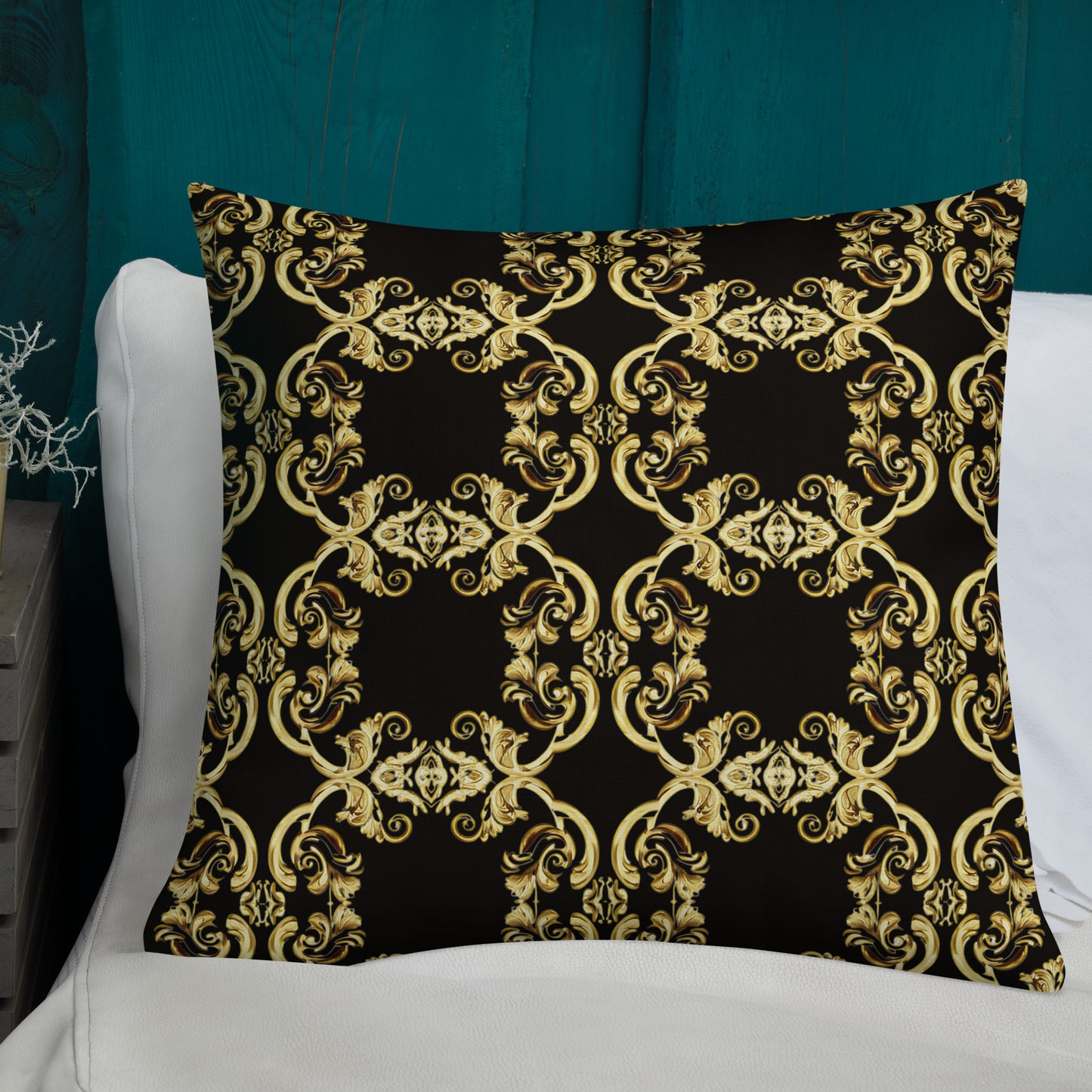 Gold Motif & Baroque Black Premium Decorative Pillows | Bach Baroque Harmony Collection
