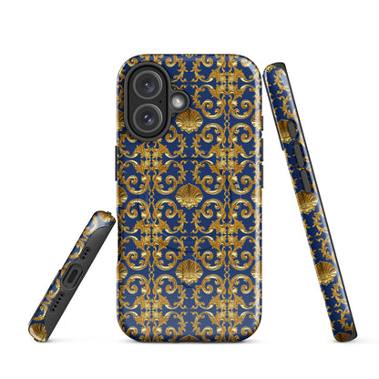 Gold Motif & Royal Sapphire Blue MagSafe® tough case for iPhone® | Bach Baroque Harmony Collection