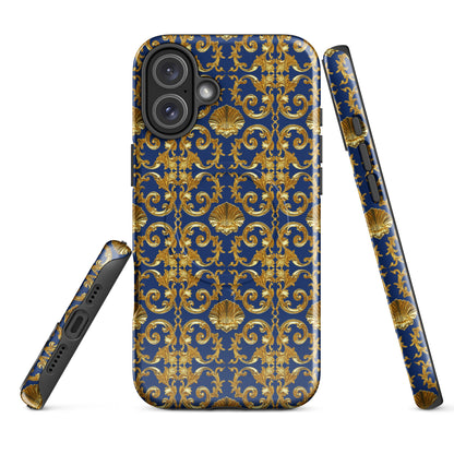 Gold Motif & Royal Sapphire Blue MagSafe® tough case for iPhone® | Bach Baroque Harmony Collection
